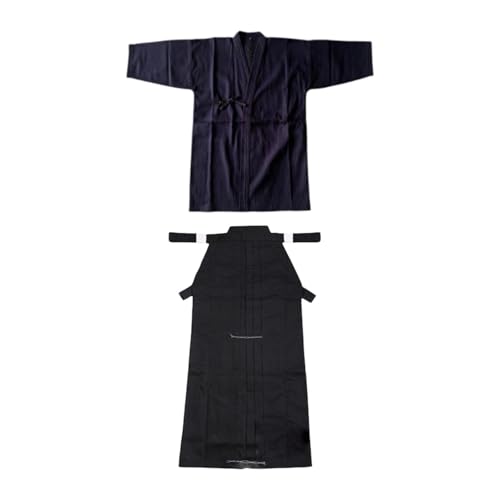 Harilla Kendo Uniform Set Judo Männer Frauen Dobok Ninjas Bekleidung Traditionelle Samurai Outfit, Blau und Schwarz, 170CM von Harilla