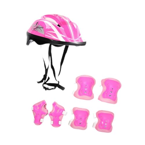 Harilla Kinder-Fahrradhelm-Set mit Handgelenkschützern, niedlicher Ausrüstungs-Skateboard-Helm mit Knieschützern für Skateboard-Rollerblading-Kinder, Rosa von Harilla