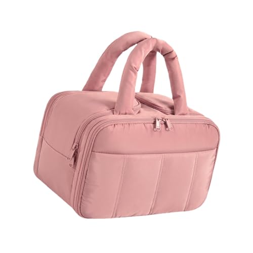 Harilla Reise-Kulturtasche, tragbare Kosmetiktasche mit Reißverschluss, Kulturbeutel, Make-up-Organizer-Etui für Hotel, Camping, Lippenstift, Parfüm, Rosa von Harilla