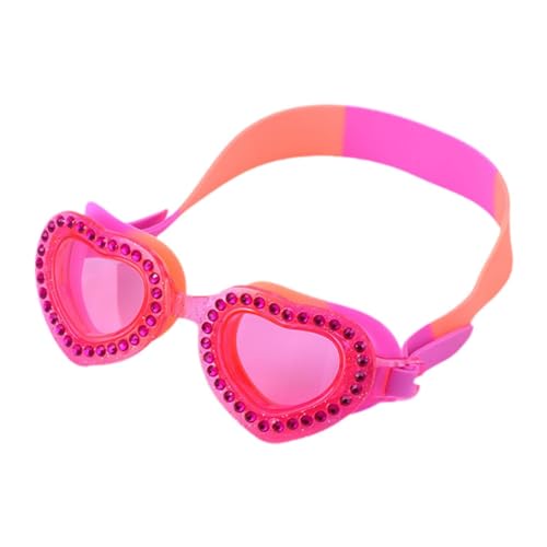 Harilla Schwimmbrille für Kinder, Schwimmbrille, Schwimm-/Tauchbrille, Weitwinkel-Brille, Antibeschlag, verstellbar, Cartoon-Herzform, Taucherbrille für, rosa Herz von Harilla