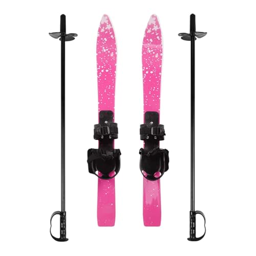 Harilla Ski Boards Kurzski Wintersportausrüstung Ski Board mit Bindung Kinder Snowboard mit Skistöcken Outdoor Skiblades, Rosa von Harilla