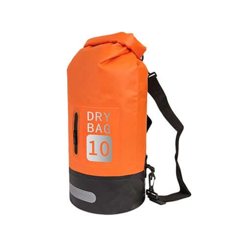 Harilla Wasserdichter Dry Bag Kajak-Schwimmsack Hält die Ausrüstung trocken Leichte Aufbewahrungstasche Schwimmer wasserdichte Tasche für Camping Angeln, 10L Orange von Harilla