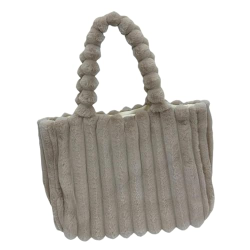 Harilla Winter Handtasche Frauen Einkaufstasche Plüsch für Einkaufen Arbeiten Pendeln Geburtstagsgeschenk, Khaki von Harilla