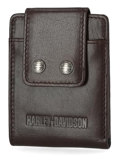 Harley-Davidson Herren-Geldbörse aus Leder, RFID-blockierend, Geldbeutel, Braun (Vordertasche), Standard, Herren-Geldbörse aus echtem Leder, RFID-blockierend von HARLEY-DAVIDSON