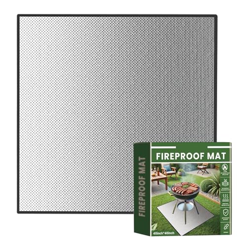 Grillmattenboden | 40 x 40 Zoll BBQ-Grillmatte | Hitzebeständige feuerfeste Matte BBQ-Grillmatte | Rutschfeste, wiederverwendbare, öldichte, wasserdichte Kaminmatte, Schutzmatte für Grill und Deck von Harmoousue