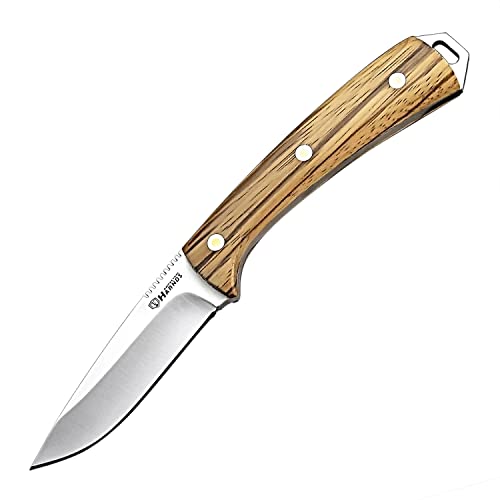 HARNDS Cheetah Feststehendes Messer mit Klinge aus 8Cr14MoV-Stahl, Zebraholzgriff, Lederscheide HARNDS Cheetah Feststehendes Messer mit Klinge aus 8Cr14MoV-Stahl, Zebraholzgriff, Lederscheide von Harnds