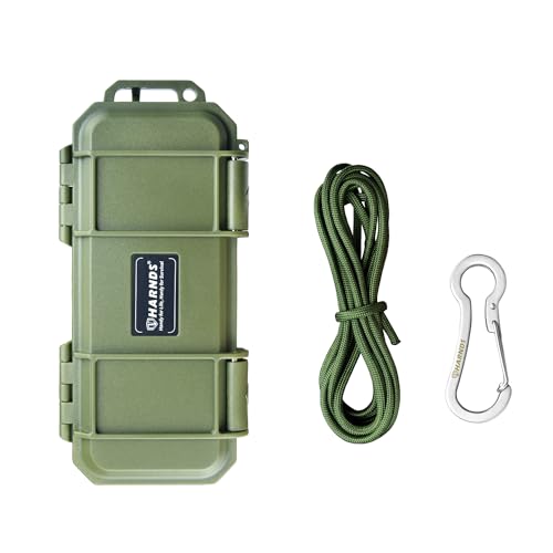 Harnds wasserdichte Aufbewahrungsbox mit Schwamm Stoßfest und Druckfest Dichtungsstruktur Wild Survival Storage Box für Camping, Bootfahren und Wassersport (Grün.17,6x8x4 cm) von Harnds