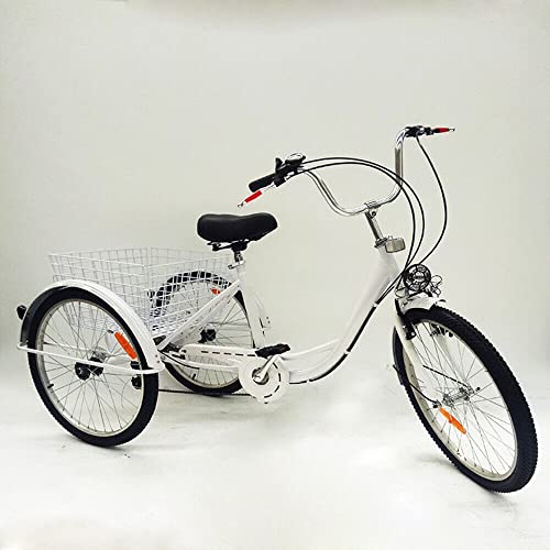 HaroldDol 24 Zoll 6 Gänge Dreirad Für Erwachsene, 3 Rad Fahrrad Mit Licht+Einkaufskorb, Unisex, Durchdachtes Geschenk… von HaroldDol