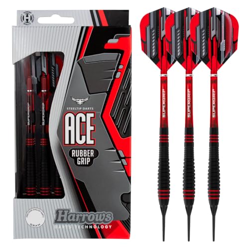 Ace Rubber Black Dartpfeile | Softdarts-Set mit Tragetasche |16g und 18g | Enthält Supergrip-Schäfte und 100-Mikron-Marathon-Flights Ace Rubber Black Dartpfeile | Softdarts-Set mit Tragetasche |16g und 18g | Enthält Supergrip-Schäfte und 100-Mikron-Marathon-Flights von Harrows