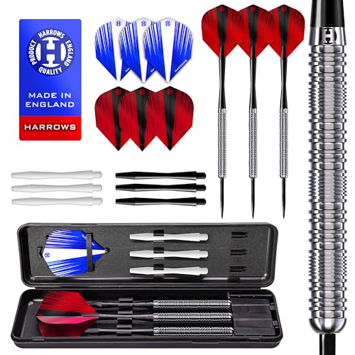 Harrows Caliber 90% Tungsten Steel Tip Darts Set I 21g bis 30g Alle Gewichte verfügbar I Riesiges 16-teiliges Bundle mit Ersatzschäften, Prime Flights & Reiseetui (Silber, 22 Gramm) Harrows Caliber 90% Tungsten Steel Tip Darts Set I 21g bis 30g Alle Gewichte verfügbar I Riesiges 16-teiliges Bundle mit Ersatzschäften, Prime Flights & Reiseetui (Silber, 22 Gramm) von Harrows