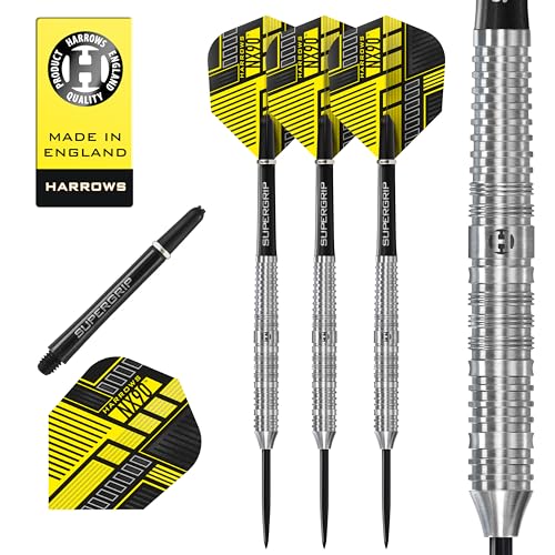 Harrows NX90 Bomb & Parallel Shape Darts-Set I Professionelle Dartpfeile mit 90% Wolframstahlspitze, ALLE Gewichte Pro Darts I 10-teiliges Set mit schwarzen Supergrip (Parallel Shape, 24g) Harrows NX90 Bomb & Parallel Shape Darts-Set I Professionelle Dartpfeile mit 90% Wolframstahlspitze, ALLE Gewichte Pro Darts I 10-teiliges Set mit schwarzen Supergrip (Parallel Shape, 24g) von Harrows