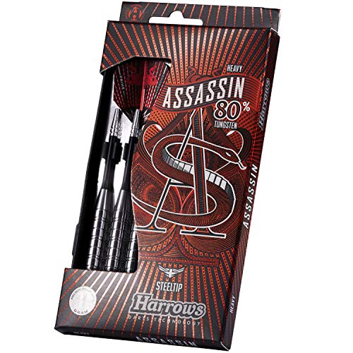 Harrows Assassin Tungsten Pro Darts | Steel Darts Set mit Tragekoffer | 18-40 g, alle Gewichte | Inklusive Alamo Shafts, 100-Micron Prime Flights und Reisekoffer (Heavy 28GK) Harrows Assassin Tungsten Pro Darts | Steel Darts Set mit Tragekoffer | 18-40 g, alle Gewichte | Inklusive Alamo Shafts, 100-Micron Prime Flights und Reisekoffer (Heavy 28GK) von Harrows