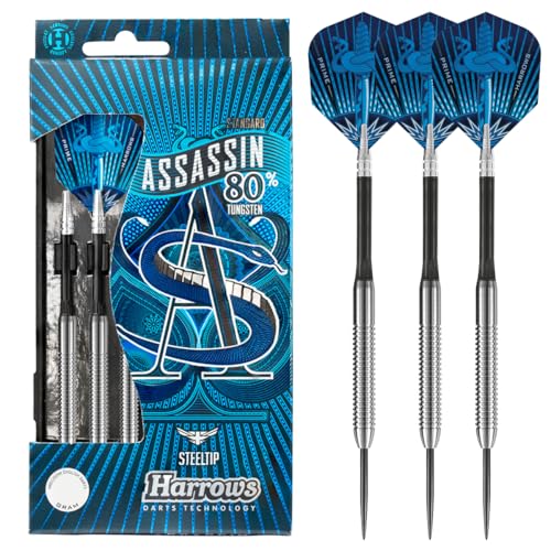 Harrows Assassin Tungsten Pro Darts | Steel Tip Darts Set mit Tragekoffer | 18-40g Alle Gewichte | Inklusive Alamo Shafts, 100 Micron Prime Flights und Reisekoffer (21GR) Harrows Assassin Tungsten Pro Darts | Steel Tip Darts Set mit Tragekoffer | 18-40g Alle Gewichte | Inklusive Alamo Shafts, 100 Micron Prime Flights und Reisekoffer (21GR) von Harrows