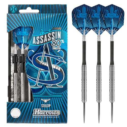 Harrows Assassin Tungsten Pro Darts | Steel Tip Darts Set mit Tragekoffer | 18-40g Alle Gewichte | Inklusive Alamo Shafts, 100 Micron Prime Flights und Reisekoffer (22GR) Harrows Assassin Tungsten Pro Darts | Steel Tip Darts Set mit Tragekoffer | 18-40g Alle Gewichte | Inklusive Alamo Shafts, 100 Micron Prime Flights und Reisekoffer (22GR) von Harrows