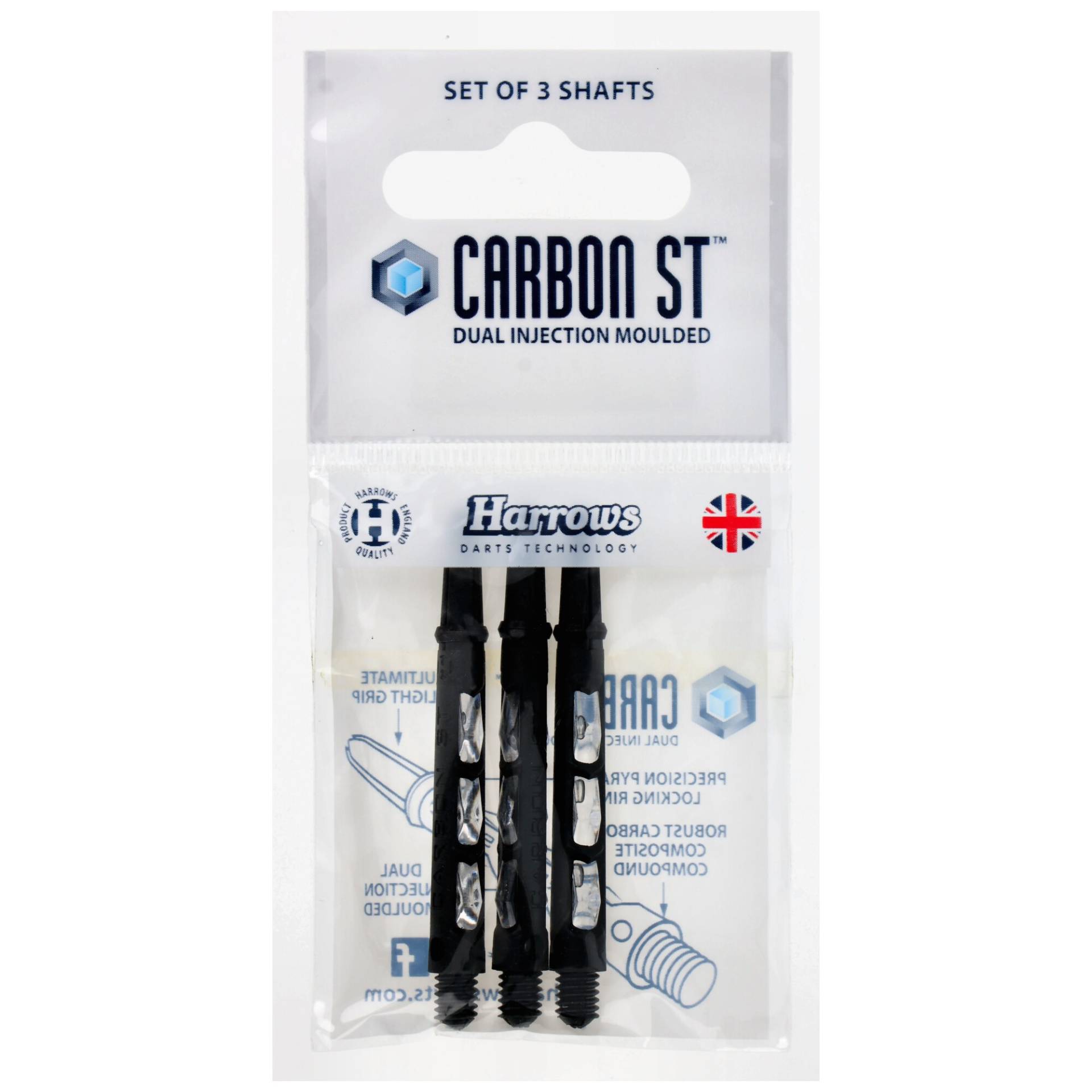 Harrows Carbon ST Schaft, medium, 2BA, schwarz transparent, 3 Stück Harrows Carbon ST Schaft, medium, 2BA, schwarz transparent, 3 Stück von Harrows
