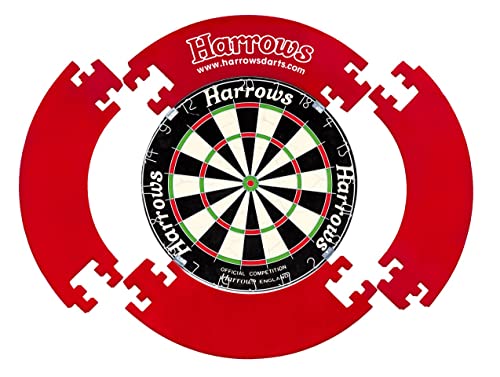 Harrows Dartscheiben-Einfassungsring I Dartscheiben-Einfassung 4 Stück I Einfache Montage Dart-Einfassung I Wandschutz Extra 720 mm Schutz I Doppelseitig für Lange Lebensdauer I Darts-Zubehör I Rot von Harrows