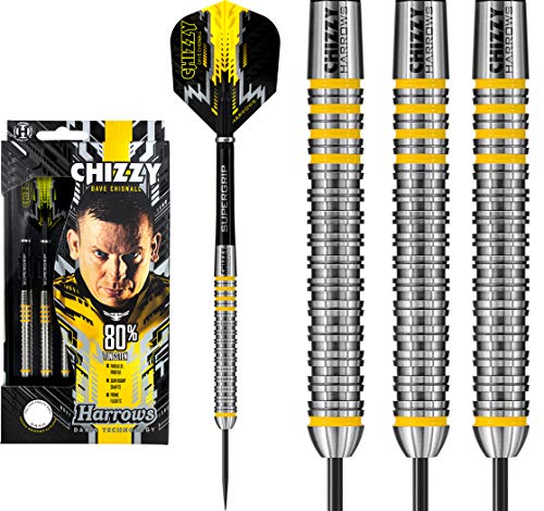 Harrows Dave Chisnall Dartpfeile, Stahlspitze, hergestellt in England, Chizzy 80 %, 26 g Harrows Dave Chisnall Dartpfeile, Stahlspitze, hergestellt in England, Chizzy 80 %, 26 g von Harrows