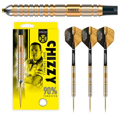 Harrows Dave Chizzy“ Chisnall 90% Tungsten Darts | Pro Player Steel Tip Darts-Set | 21g, 22g, 23g, 24g, 25g & 26g | Enthält Supergrip-Carbonschäfte und 100-Mikron-Chizzy-Flights (25g) Harrows Dave Chizzy“ Chisnall 90% Tungsten Darts | Pro Player Steel Tip Darts-Set | 21g, 22g, 23g, 24g, 25g & 26g | Enthält Supergrip-Carbonschäfte und 100-Mikron-Chizzy-Flights (25g) von Harrows