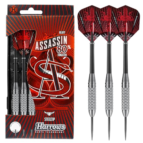 Harrows Assassin Tungsten Pro Darts | Steel Darts Set mit Tragekoffer | 18-40 g, alle Gewichte | Inklusive Alamo Shafts, 100-Micron Prime Flights und Reisekoffer (Heavy 38GK) Harrows Assassin Tungsten Pro Darts | Steel Darts Set mit Tragekoffer | 18-40 g, alle Gewichte | Inklusive Alamo Shafts, 100-Micron Prime Flights und Reisekoffer (Heavy 38GK) von Harrows