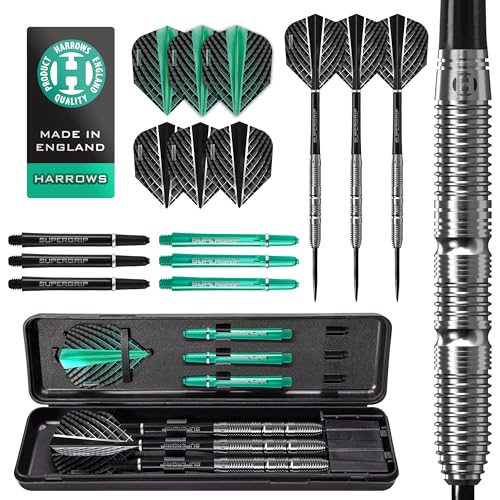 Harrows NX Elite 90% Tungsten Steel Tip Darts Set | 21 g bis 26 g alle Gewichte verfügbar | Riesiges 17-teiliges Bundle mit Supergrip Shafts, Quantum Flights & Reiseetui (24g) Harrows NX Elite 90% Tungsten Steel Tip Darts Set | 21 g bis 26 g alle Gewichte verfügbar | Riesiges 17-teiliges Bundle mit Supergrip Shafts, Quantum Flights & Reiseetui (24g) von Harrows