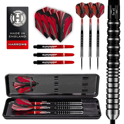 Harrows Predator 90% Wolfram-Dartpfeile in Schwarz und Silber | Darts-Set mit Stahlspitze | 21g, 22g, 23g, 24g, 25g & 26g | Enthält Supergrip Fusion Shafts und 100 Micron Predator Flights (24g) Harrows Predator 90% Wolfram-Dartpfeile in Schwarz und Silber | Darts-Set mit Stahlspitze | 21g, 22g, 23g, 24g, 25g & 26g | Enthält Supergrip Fusion Shafts und 100 Micron Predator Flights (24g) von Harrows
