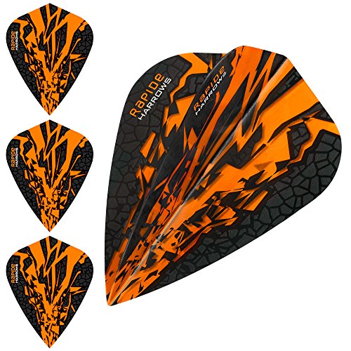 Harrows Rapide X-Dart Flights, 100 Micron – Kite – 5 Sets (15), Orange von Harrows