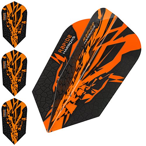 Harrows Rapide X Dart-Flights, 100 Mikron, schmal, 5 Sets (15 Stück) (Orange) von Harrows