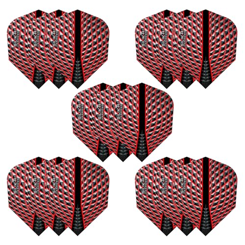 Harrows Silika Nr. 6 Dart-Flights | 5 x Sets Dart-Flights (insgesamt 15 Flights) I 100 Mikron Dart-Flights I Premium Extra Stark Made in UK I Professionelles Dartzubehör I Red Dart Flights von Harrows