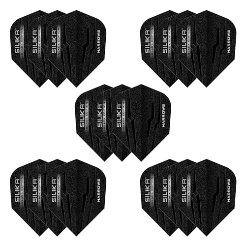 Harrows Silika No6 Dart Flights 5 x Sets Dart-Flights (insgesamt 15 Flights) I 100-Mikron-Dart-Flights I Premium Extra Strong Hergestellt in Großbritannien Professionelles Dart-Zubehör I Black Edition von Harrows