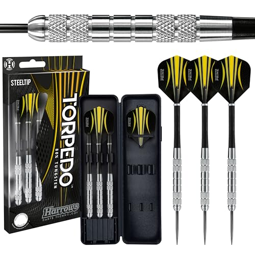 Torpedo 80% Tungsten Darts | Steel Tip Darts Set mit Tragetasche | 21g, 22g, 23g, 24g, 25g, 26g & 27g | Beinhaltet Schwarze Nylonschäfte & 100 Micron Prime Flights Torpedo 80% Tungsten Darts | Steel Tip Darts Set mit Tragetasche | 21g, 22g, 23g, 24g, 25g, 26g & 27g | Beinhaltet Schwarze Nylonschäfte & 100 Micron Prime Flights von Harrows