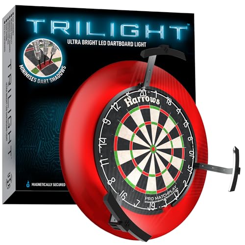 Harrows Trilight Dartboard Licht I Sportlich entwickelte LED-Dartboard-Beleuchtung I Passt auf alle Standard-Dartboards I Keine Schatten, Dart-Licht I Dartboard Surround, Dartboard-Schrank kompatibel Harrows Trilight Dartboard Licht I Sportlich entwickelte LED-Dartboard-Beleuchtung I Passt auf alle Standard-Dartboards I Keine Schatten, Dart-Licht I Dartboard Surround, Dartboard-Schrank kompatibel von Harrows