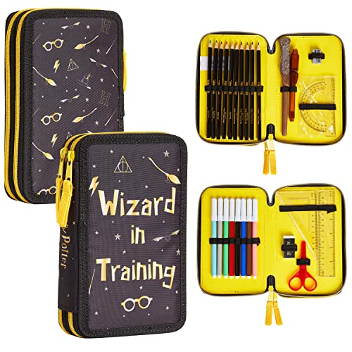 Harry Potter Federmäppchen, Kollektion von schule zubehör, Polyester Etui, Gelb, 1 Stück Federpenal, 2-Fach Etui Schule, Geschenke Fans Harry Potter Federmäppchen, Kollektion von schule zubehör, Polyester Etui, Gelb, 1 Stück Federpenal, 2-Fach Etui Schule, Geschenke Fans von Harry Potter