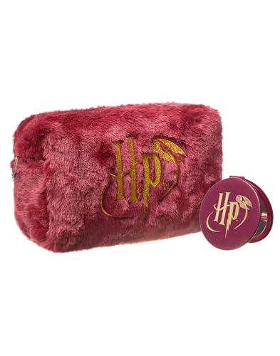 Harry Potter Kosmetiktasche und Spiegel fur Damen | Damen-Kosmetiktasche aus bordeauxrotem Pelz mit Logo | Reisekosmetiketui und Taschenspiegel fur Erwachsene und Jugendliche Harry Potter Kosmetiktasche und Spiegel fur Damen | Damen-Kosmetiktasche aus bordeauxrotem Pelz mit Logo | Reisekosmetiketui und Taschenspiegel fur Erwachsene und Jugendliche von Harry Potter