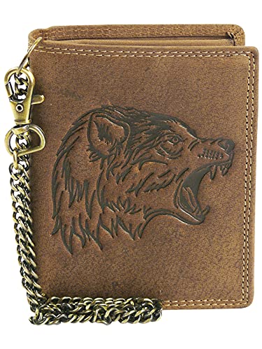 Harrys-Collection Geldbörse aus hochwertigem Vintage Leder + RFID mit Kette! Wolf, Farben:Cognac Harrys-Collection Geldbörse aus hochwertigem Vintage Leder + RFID mit Kette! Wolf, Farben:Cognac von Harrys-Collection