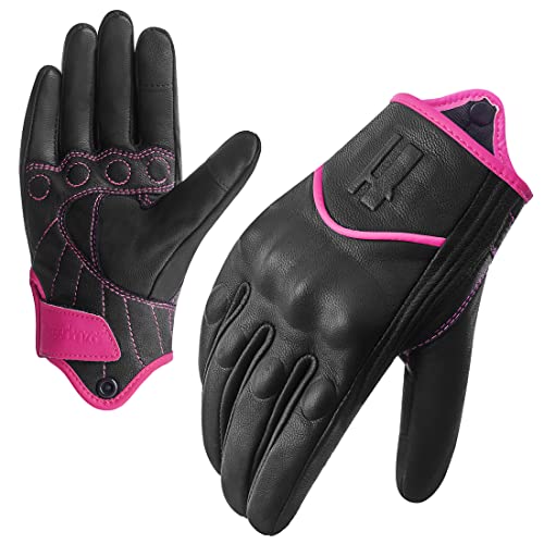 Harssidanzar Damen Vollfinger Ziegenleder Leder Touchscreen Motorradhandschuhe GL016EU, RosaSchwarz, Größe S Harssidanzar Damen Vollfinger Ziegenleder Leder Touchscreen Motorradhandschuhe GL016EU, RosaSchwarz, Größe S von Harssidanzar