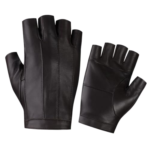 Harssidanzar Fingerlose Fahrhandschuhe Outdoor Sport Half Finger Handschuhe für Damen KL028EU,Braun,Größe M von Harssidanzar