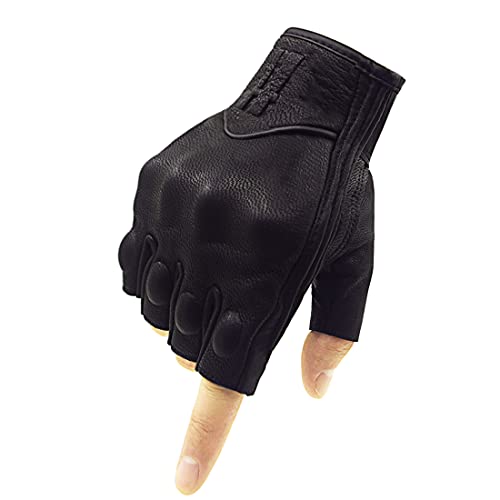Harssidanzar Fingerlose Motorradhandschuhe für Herren, Leder, Reithandschuhe mit Handknöchel, GM037, Schwarz, Größe M Harssidanzar Fingerlose Motorradhandschuhe für Herren, Leder, Reithandschuhe mit Handknöchel, GM037, Schwarz, Größe M von Harssidanzar