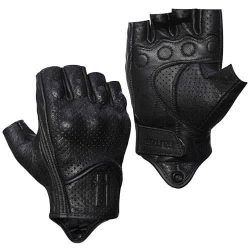 Harssidanzar Herren Motorradhandschuhe Leder Perforiert Motorradfahren Fahrhandschuhe CM044EU, Schwarz, Größe XS Harssidanzar Herren Motorradhandschuhe Leder Perforiert Motorradfahren Fahrhandschuhe CM044EU, Schwarz, Größe XS von Harssidanzar