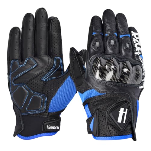 Harssidanzar Motorradhandschuhe für Herren Leder Perforiert Motorradfahren Fahrhandschuhe CM001EU, Blau, Größe S Harssidanzar Motorradhandschuhe für Herren Leder Perforiert Motorradfahren Fahrhandschuhe CM001EU, Blau, Größe S von Harssidanzar