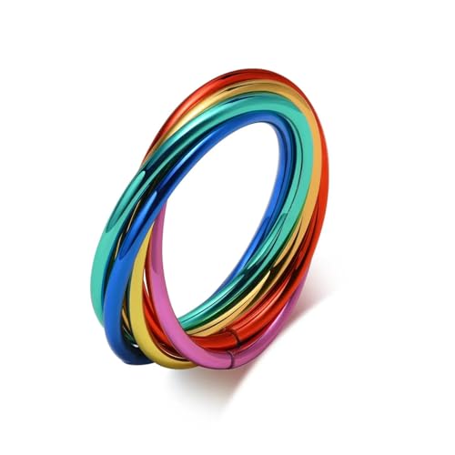 Hasdnker Ring Ringe Damen Bijouterie Herren 1,5 Mm Regenbogenring Für Frauen Und Männer, Dreifach Ineinandergreifender Rollring, Unendlichkeitskreisring, Partyschmuck, 12 Farben von Hasdnker