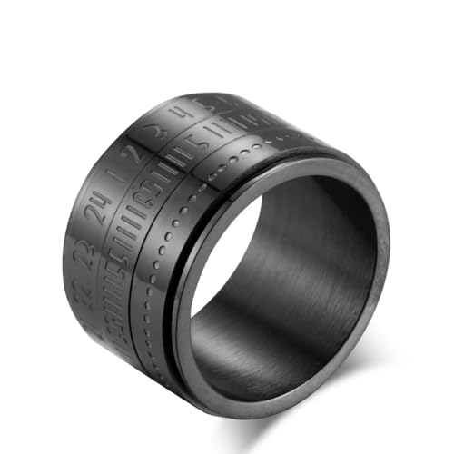 Hasdnker Ring Ringe Damen Bijouterie Herren Drehbare Ringe, Arabische Ziffern, Drehring Für Damen Und Herren, Modeschmuck, 11, Schwarz von Hasdnker