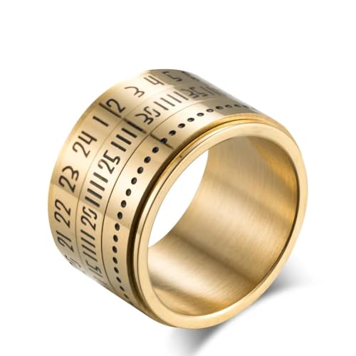 Hasdnker Ring Ringe Damen Bijouterie Herren Drehbare Ringe Arabische Ziffern Rotationsring Für Frauen Mann Modeschmuck 7 Gold von Hasdnker