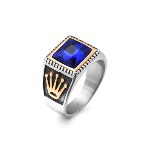 Hasdnker Ring Ringe Damen Bijouterie Herren Herrenringe Mit Onyx- Palmenmuster, Klassischer Mode-Hip-Hop-Trendschmuck, Hochwertiges Produkt 11 Blau von Hasdnker