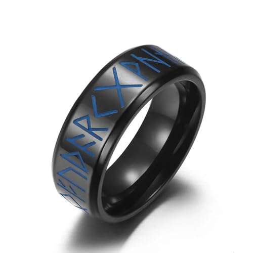 Hasdnker Ring Ringe Damen Bijouterie Herren Leuchtender Ring Mit Wikingertext, Innerer Lichtbogenspiegel, Rot Graviert, Nordischer, Einfacher Herrenring Im Europäischen Stil, 12 Schwarz von Hasdnker