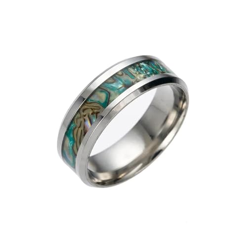 Hasdnker Ring Ringe Damen Bijouterie Herren Ringe Für Frauen Abalone Muschel Ringe Verlobungsring Regenbogen Geriffelte Abalone Inlay 6 Grün von Hasdnker