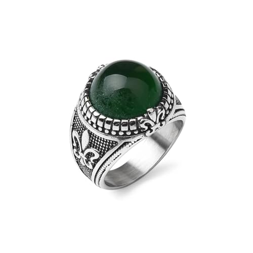 Hasdnker Ring Ringe Damen Bijouterie Herren Ringe Für Herren/Damen, Viele Steinfarben, Onyx, Pfirsichherzmuster, Klassischer Modetrendschmuck, 11 Grün von Hasdnker