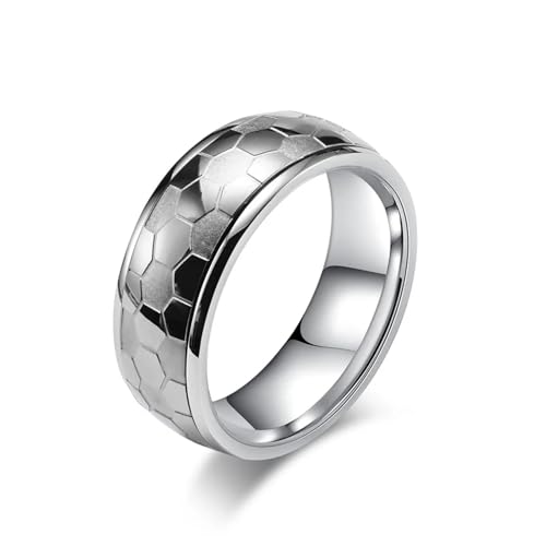 Hasdnker Ring Ringe Damen Bijouterie Herren Rotatable Football Rings for Man Women Unisex Anxiety Relief Ring Fashion Rings 13 Silver von Hasdnker