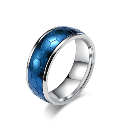 Hasdnker Ring Ringe Damen Bijouterie Herren Rotatable Football Rings for Man Women Unisex Anxiety Relief Ring Fashion Rings 8 Blue von Hasdnker