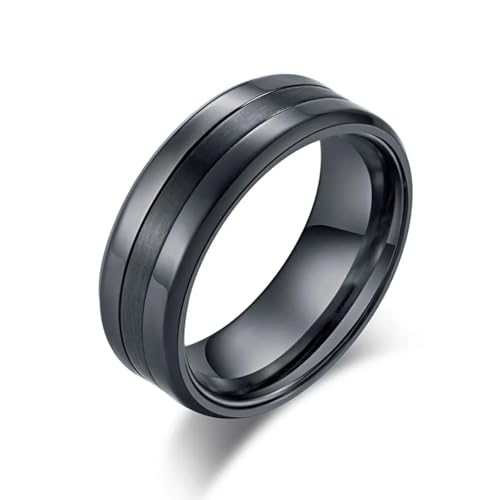 Hasdnker Ring Ringe Damen Bijouterie Herren Schlichter Hochglanzpolierter Kombinationsring Für Männer, Schwarz/Silber, Farbring, Männerschmuck, 10 Schwarz von Hasdnker