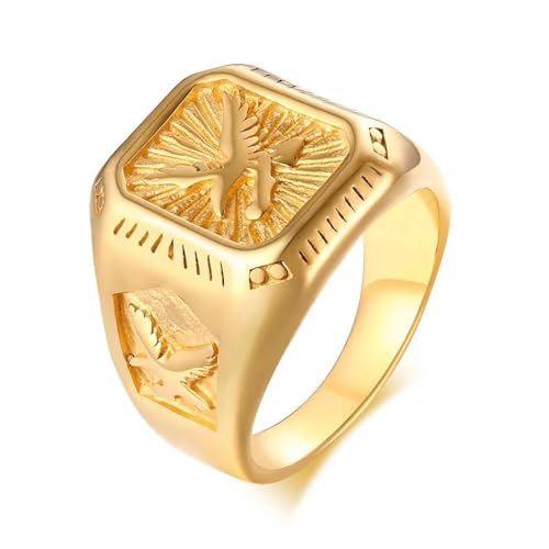 Hasdnker Ring Ringe Damen Bijouterie Herren Stilvoller Herrenring Mit Adler Und Ausgebreiteten Flügeln Im Hip-Hop-Punk-Stil, Vintage- Ring, Partyschmuck Für Männer, 12 Gold von Hasdnker